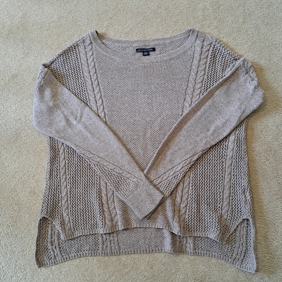 American Eagle Knit Sweater Brown Size Medium Lightweight Round Neck - Picture 10 of 13